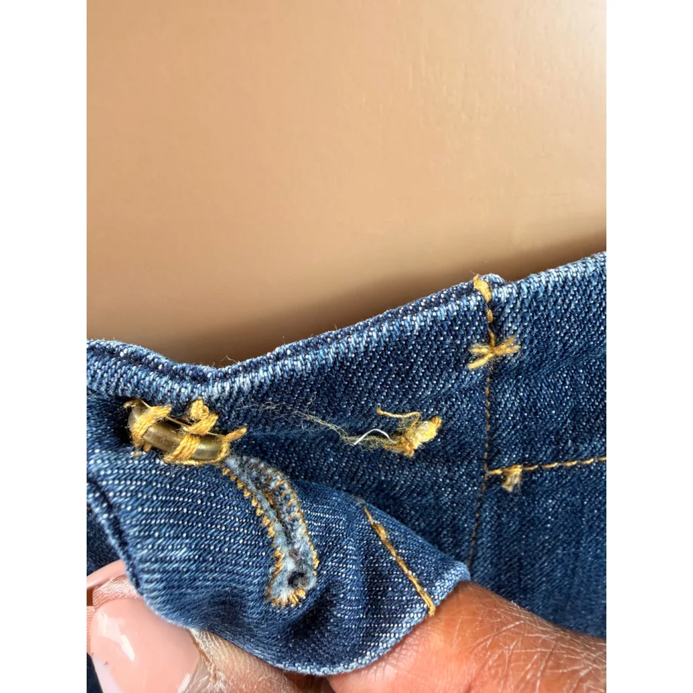 Women's Michael Kors Blue Denim Mini Skirt Gold Buttons 6 Y2K Retro Indie Sleaze